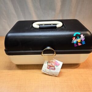 VTG Original Caboodles Cosmetic Make-up Organizer Mirror With Tags Black & White